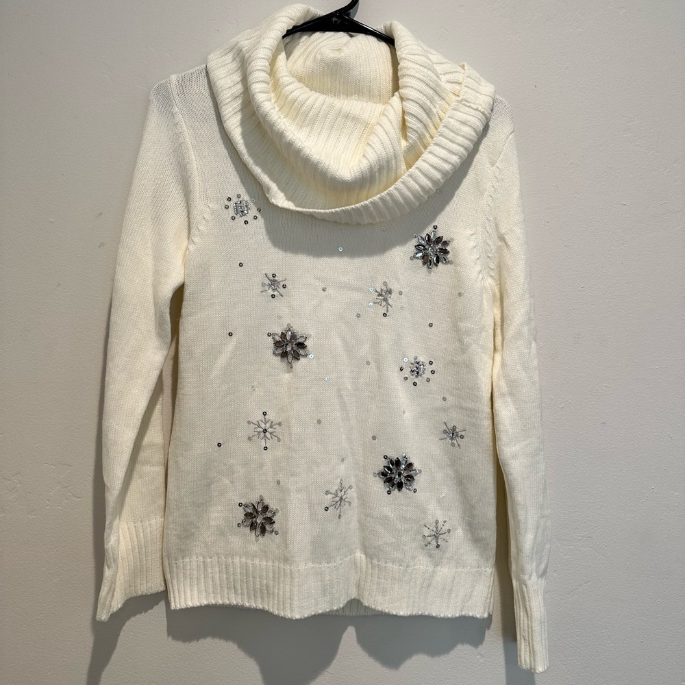 Dress Barn Cowl Neck Knit Sweater Winter Christmas New Size Medium